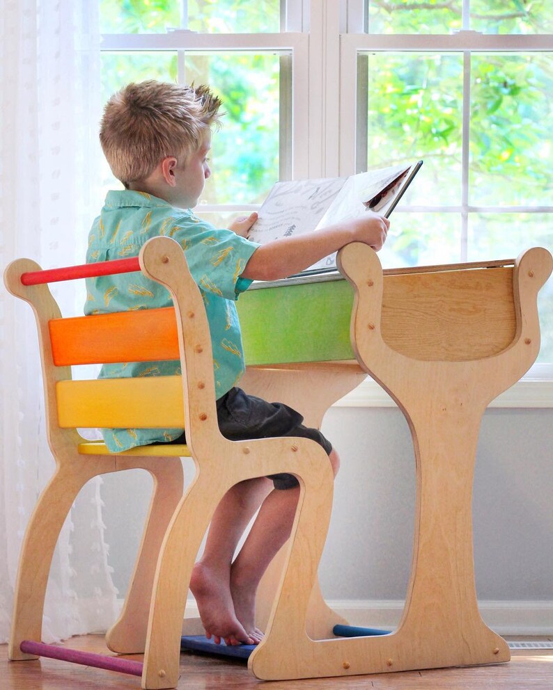 Wooden Child Desk Children Wooden Furniture Wiwiurka Desk Etsy