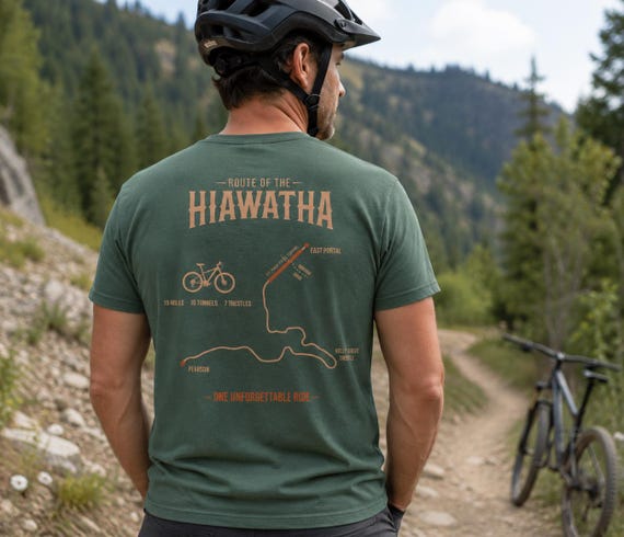 Hiawatha Trail Shirt | Trail Map T-Shirt | Idaho Montana Rail Trail | St. Paul Pass Tunnel | Route of the Hiawatha Cycling Gift