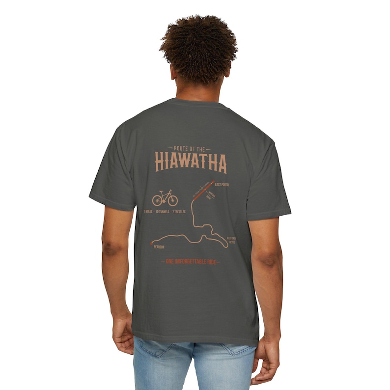 Hiawatha Trail Shirt | Trail Map T-Shirt | Idaho Montana Rail Trail | St. Paul Pass Tunnel | Route of the Hiawatha Cycling Gift afbeelding 9