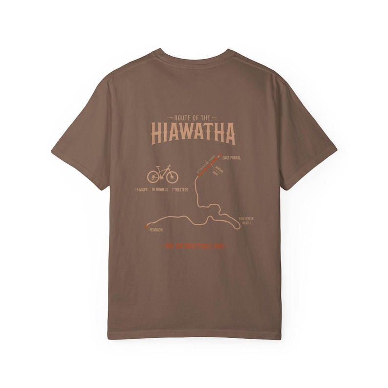 Hiawatha Trail Shirt | Trail Map T-Shirt | Idaho Montana Rail Trail | St. Paul Pass Tunnel | Route of the Hiawatha Cycling Gift afbeelding 7