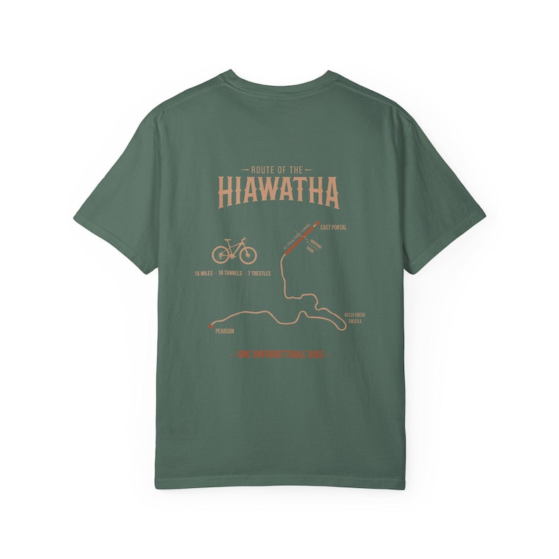 Hiawatha Trail Shirt | Trail Map T-Shirt | Idaho Montana Rail Trail | St. Paul Pass Tunnel | Route of the Hiawatha Cycling Gift afbeelding 3