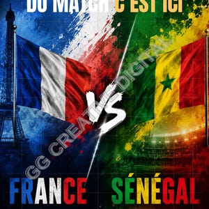 Affiche Match France – Sénégal • 16 Juin • Affiche A4 Imprimable • Téléchargement Immédiat • Personnalisable (heure + nom)