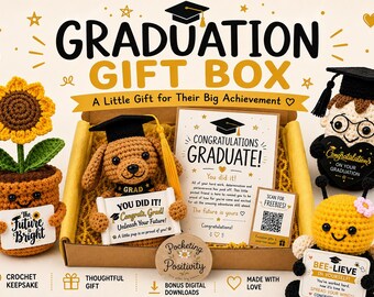 Graduation Gift Box, Crochet Graduate Gift, University Graduation Gift, Congratulations Gift, Graduation Keepsake