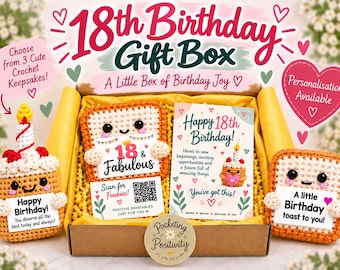 18th Birthday Gift for Her, Personalised 18th Birthday Gift Box, Crochet Keepsake, Daughter Granddaughter Niece Birthday Gift
