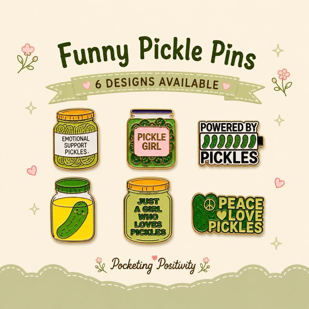 Funny Pickle Enamel Pin Badge, Cute Pickle Gift, Emotional Support ...
