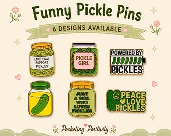 Funny Pickle Enamel Pin Badge, Cute Pickle Gift, Emotional Support Pickles, Pickle Girl Pin, Lapel Pin, Funny Food Gift UK