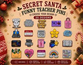 Secret Santa Teacher Gift, Funny Teacher Pin Badge, Teacher Christmas Gift, Teaching Assistant Gift, Stocking Filler