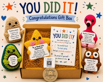 You Did It Gift Box, Congratulations Gift, Proud of You Gift, Achievement Gift, Positive Crochet Gift, Well Done Gift