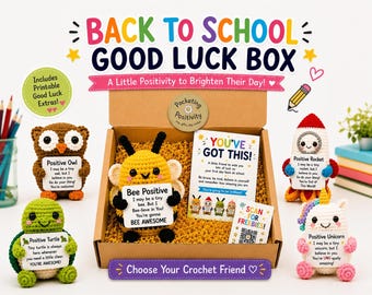 Back to School Gift, First Day of School Gift, Crochet Gift Box, Good Luck Gift, Teenager Gift, School Encouragement Gift
