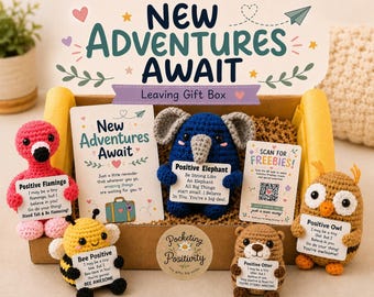 Leaving Gift for Coworker, New Job Gift, New Adventure Crochet Gift Box, Colleague Leaving Gift, Congratulations Gift
