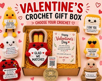 Valentines Crochet Gift Box, Funny Valentine Gift for Him or Her, Boyfriend Girlfriend Gift, Cute Romantic Keepsake