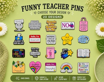 Funny Teacher Enamel Pin Badge, Mental Health Pin, Office Humour Gift, Coworker Gift, Choose Your Design, Lanyard Backpack Tote Pin