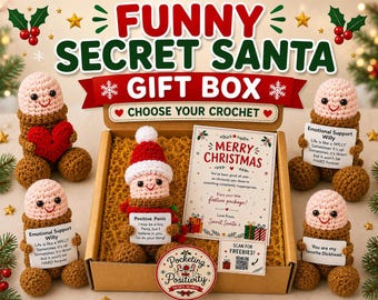 Funny Secret Santa Gift Box, Crochet Christmas Gift, Coworker Gift, Funny Office Gift, Personalised Christmas Present