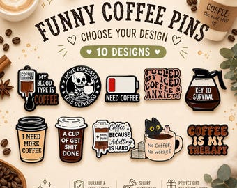 Funny Coffee Enamel Pin Badge, Coffee Pin, Coffee Lover Gift, Barista Gift, Teacher Pin, Backpack Pin, Tote Bag Accessory