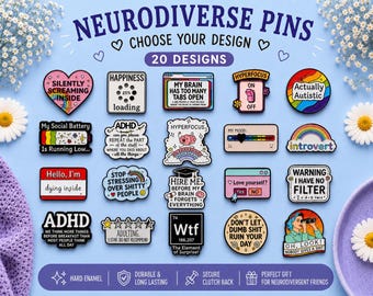 Neurodiverse Enamel Pins, ADHD Pin, Autism Pin, Funny Neurodivergent Gift, Introvert Badge, Hyperfocus Pin, Choose Your Design