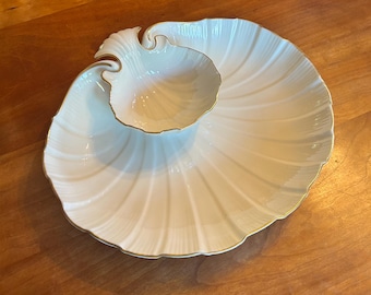 LENOX vintage AEGEAN clam shell, 1 piece chip & dip or seafood server