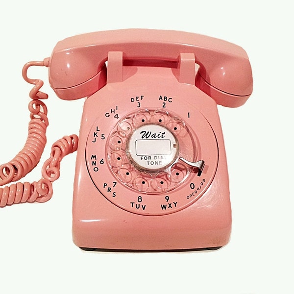 WORKING - Pink Rotary Phone Telephone  1966