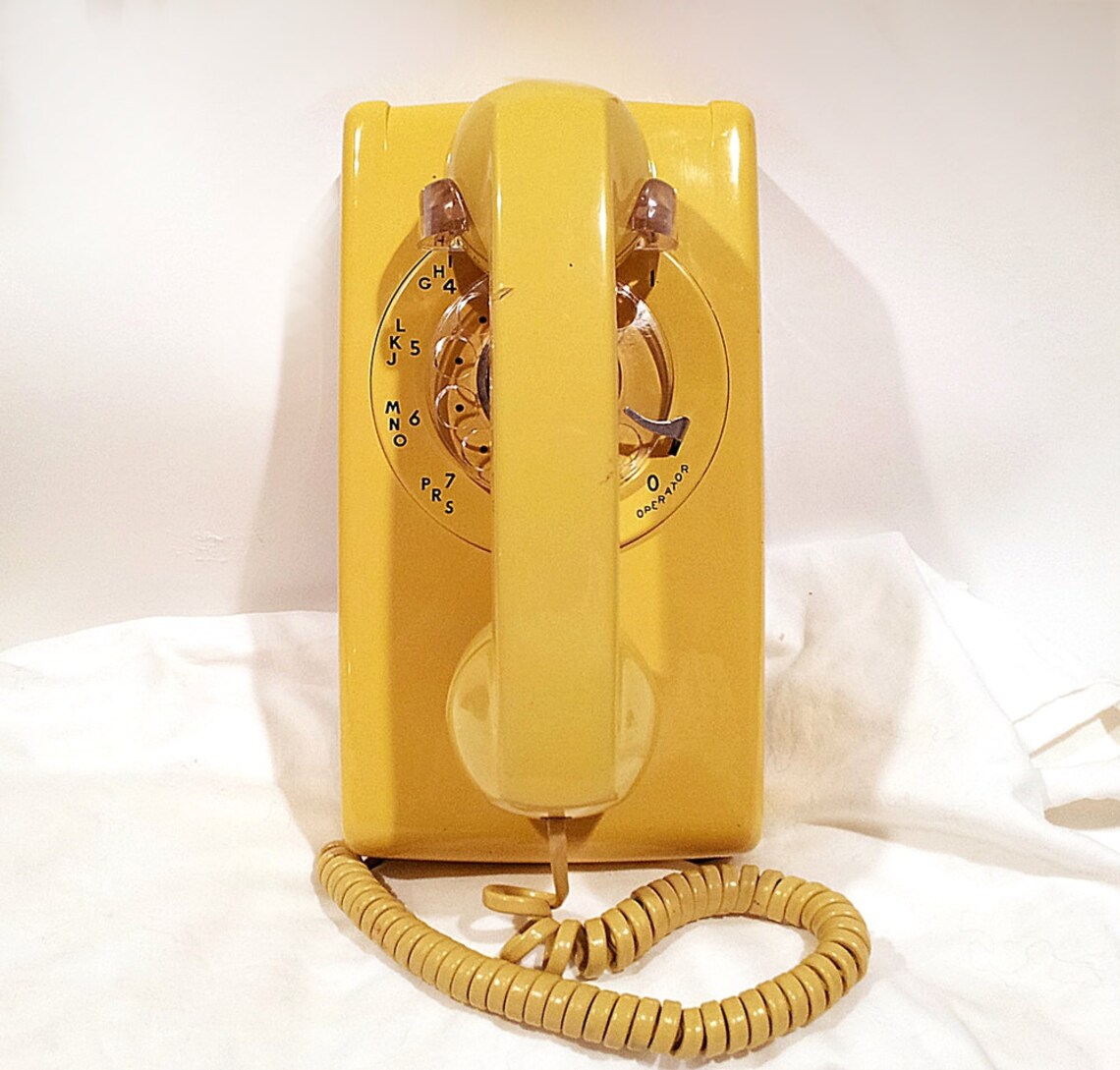WORKING Yellow Rotary Wall Phone Etsy