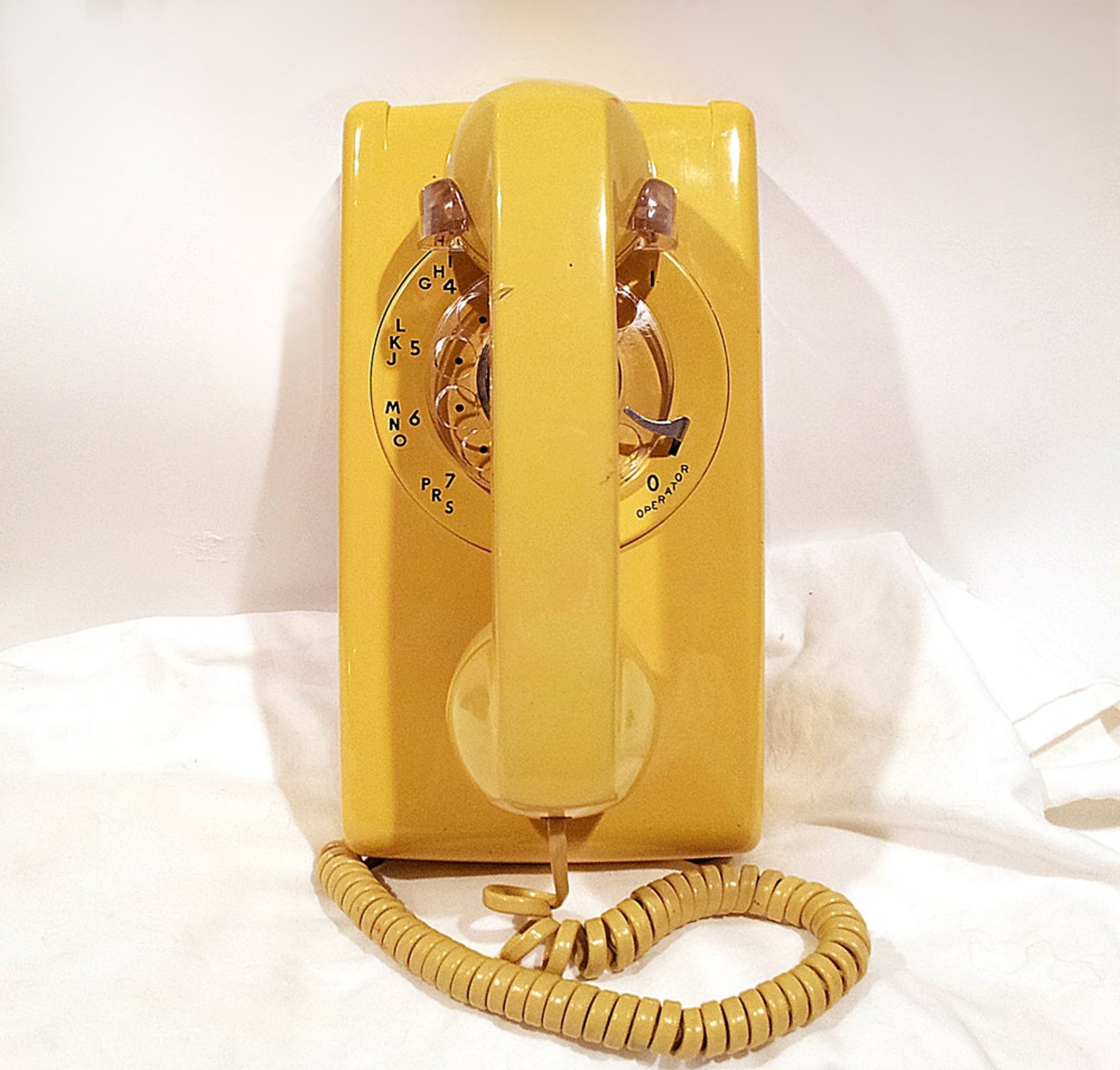 WORKING Yellow Rotary Wall Phone Etsy