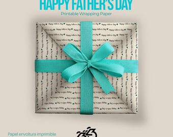 Papel de regalo imprimible para el Día del Padre / Envoltorio con estampado de corazones en acuarela / Descarga digital de 24x24 y 24x36 pulgadas / PDF + JPG instantáneo