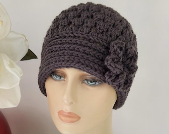 Crochet Beanie with Flower: Lightweight Winter Hat