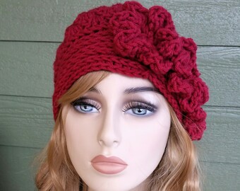 Womens Hat Crochet Hat  Flower Beanie Winter Hat Hair Accessories Womans Accessories Fashion Accessories Crochet Womens Hat Girls Beanie Hat