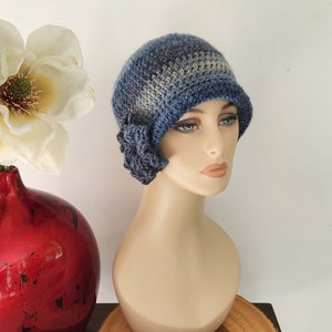 Crochet Flapper Hats, Cloche Hats, Crochet Beanie, Blue Handknit Beanie, Winter Hat, Winter Hat Woman, Hats for Women, Crochet Cloche Hats