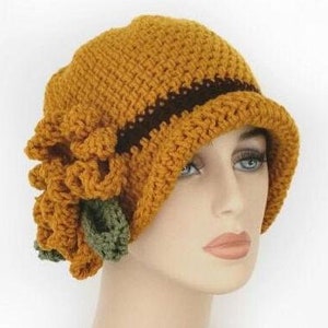 Crochet Cloche Hat, 1920&#39;s Style Hat, Womens Flapper Hat, Womens Crochet Hat