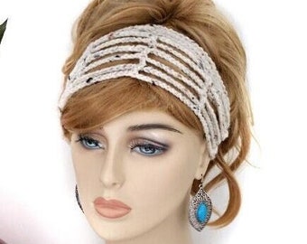 Crochet Headband, Boho Headband, Hippie Headband,  Hair Accessories, Elastic Headband, Handmade Hair Accessories
