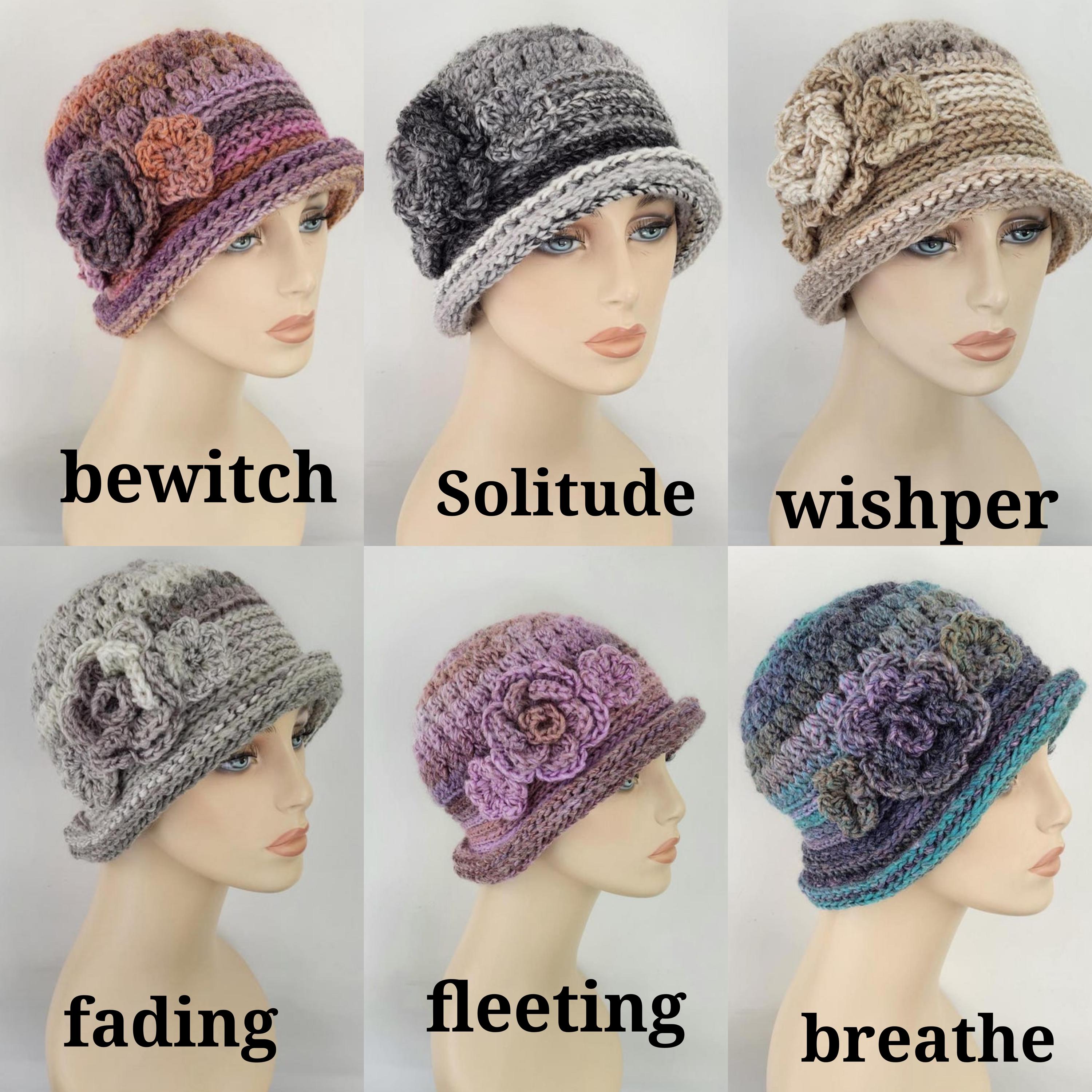 Classic Wool Cloche Hat with Floral Accent - Multiple Colors CLOCHE HAT - Multi with Shades of Green Double Flower main image 3
