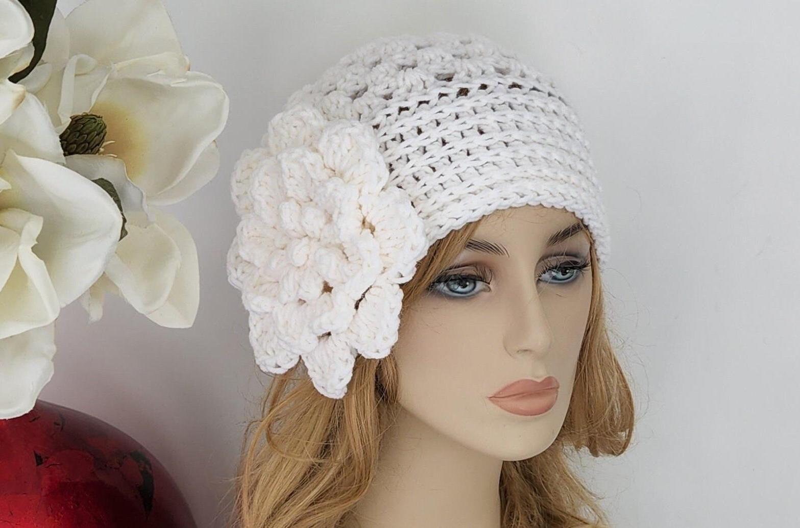 Crochet Floral Beanie Hat - Cream CROCHET FLORAL BEANIE (SEAMLESS)— TUTORIAL & PATTERN – NAVI  main image 3