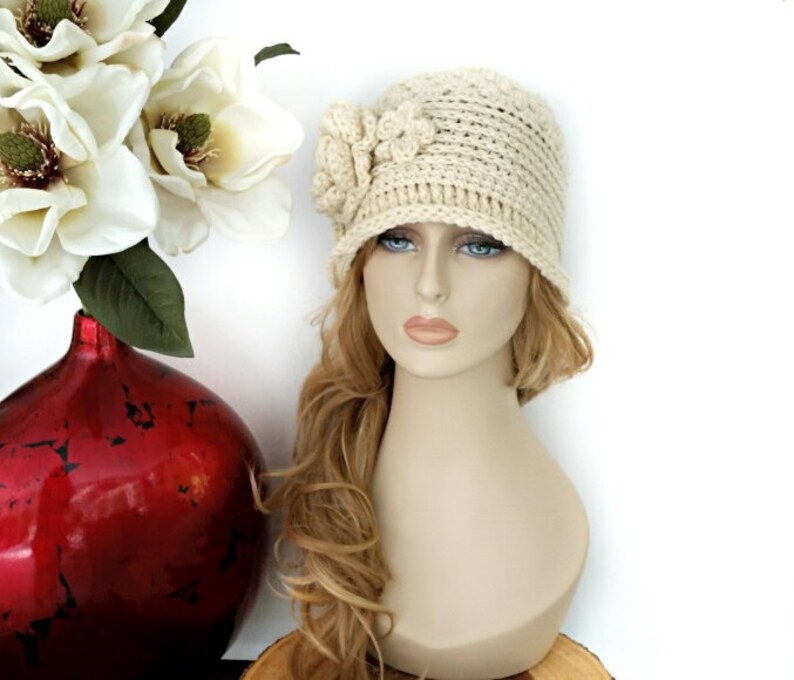 Crochet Cream Hat Winter Hats Crochet Beanie Women Winter Etsy