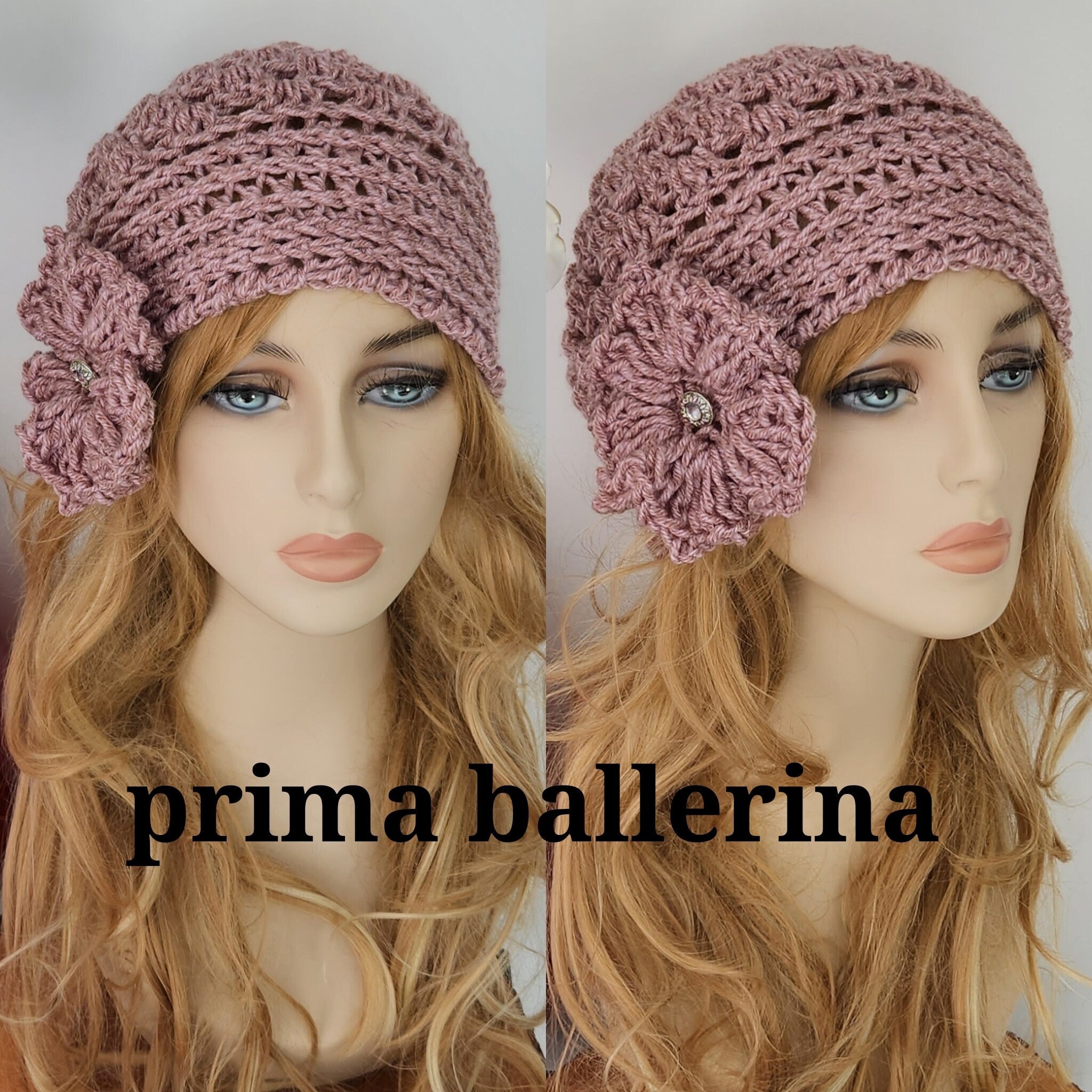 Chic Crochet Hat with Floral Accents Star Stitch Crochet Baby Hat - MJ main image 2