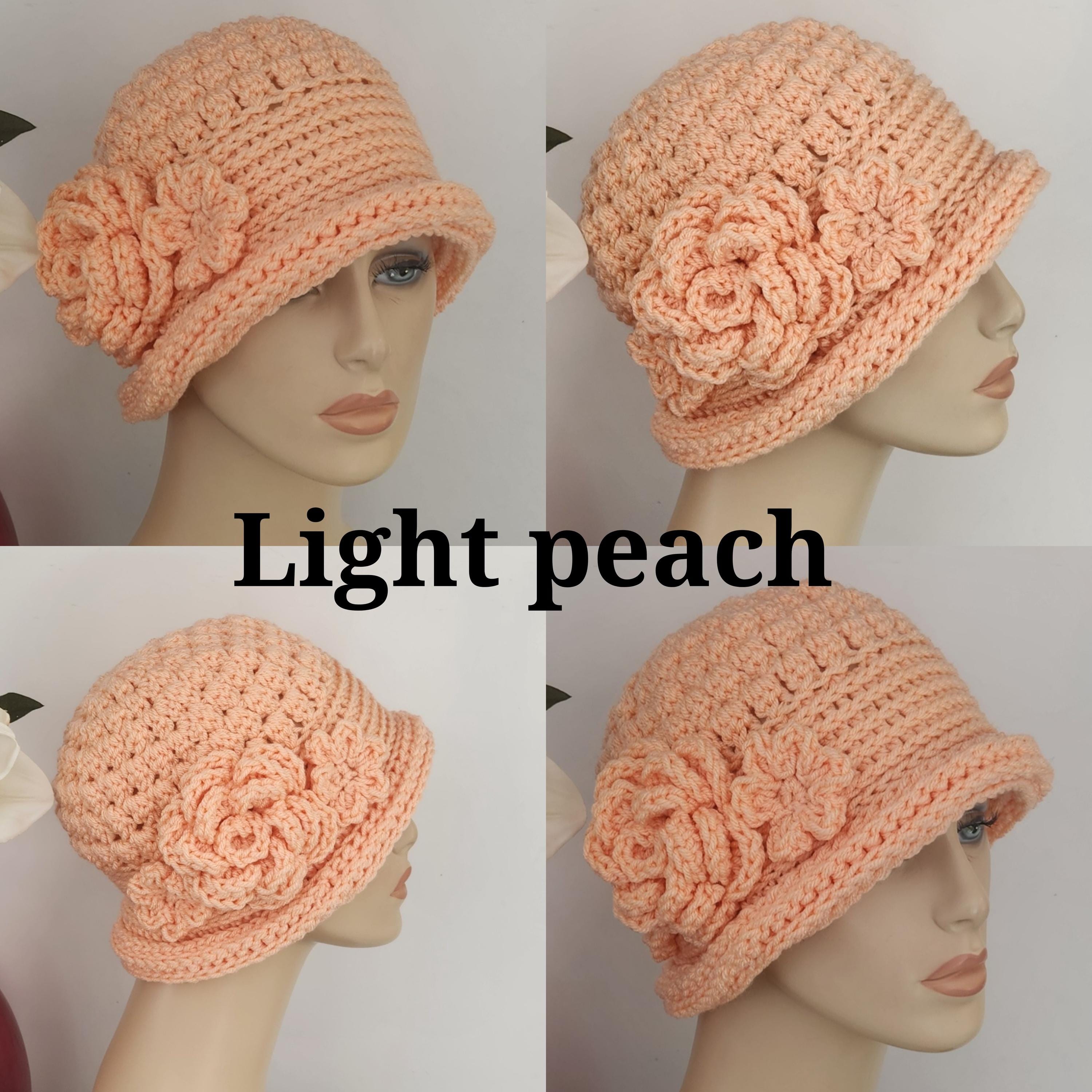 Crochet Cloche Hat: Grey Winter Beanie, Hat With Flower - Etsy