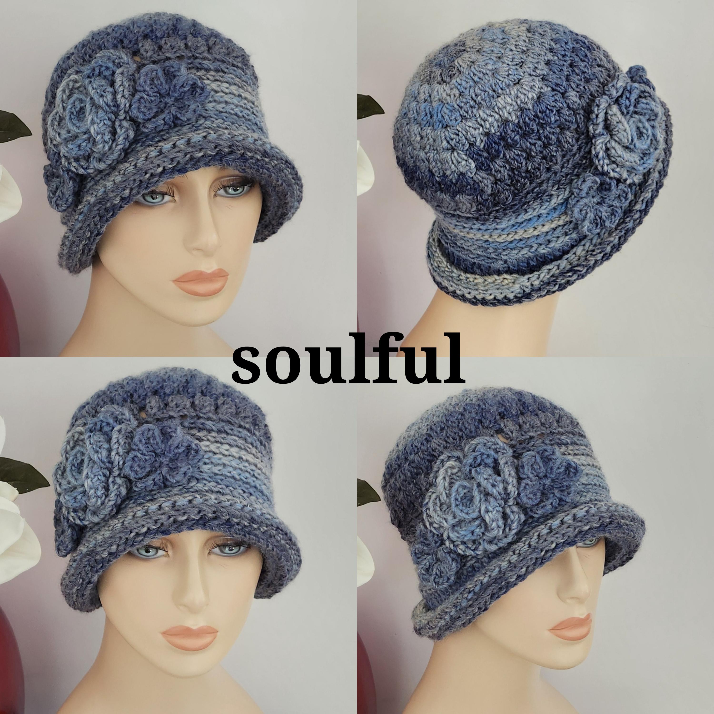 Crochet Cloche Hat With Flowers, Handmade Wool Winter Hat - Etsy