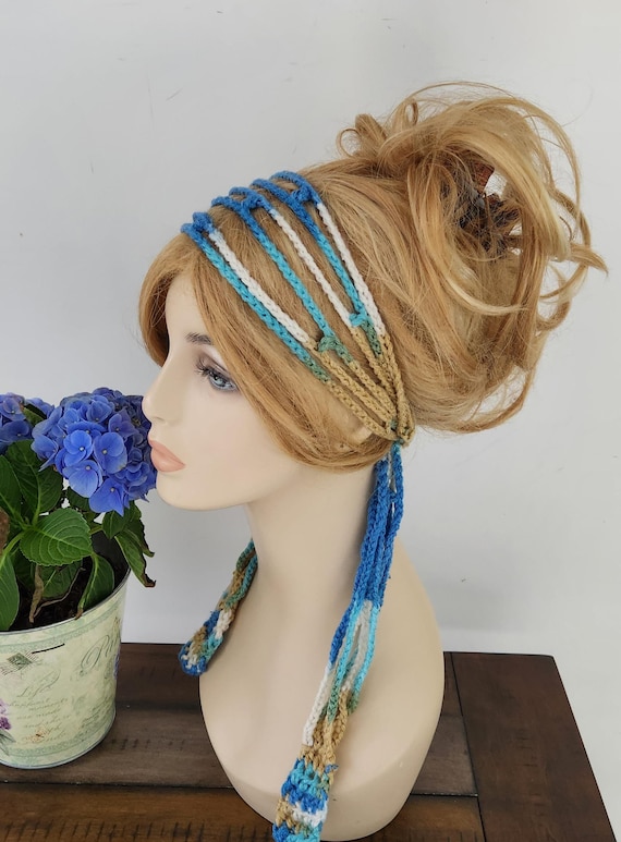 Crochet Headband, Festival Headband,  Hippie Accessories,  Boho Hair Tie, Summer Headband,  Festival Accessories, Gypsy Headband