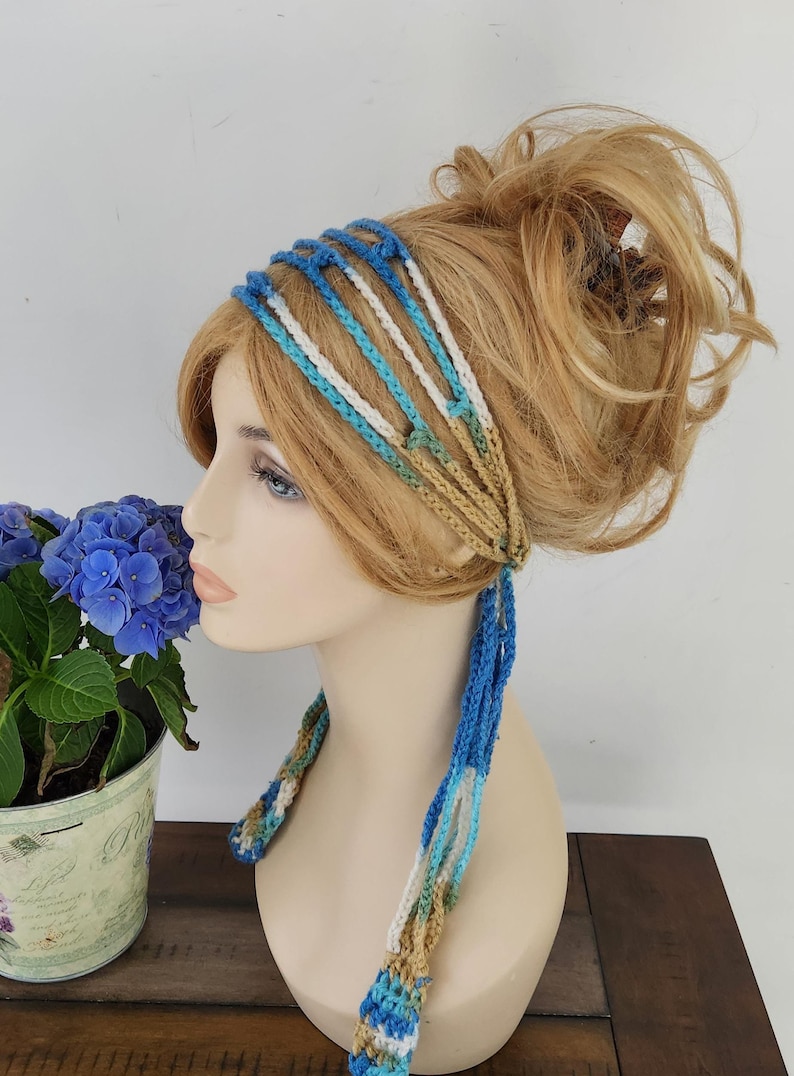 Crocheted Boho Headband, Festival Hair Accessories, Summer Hippie Style image 1