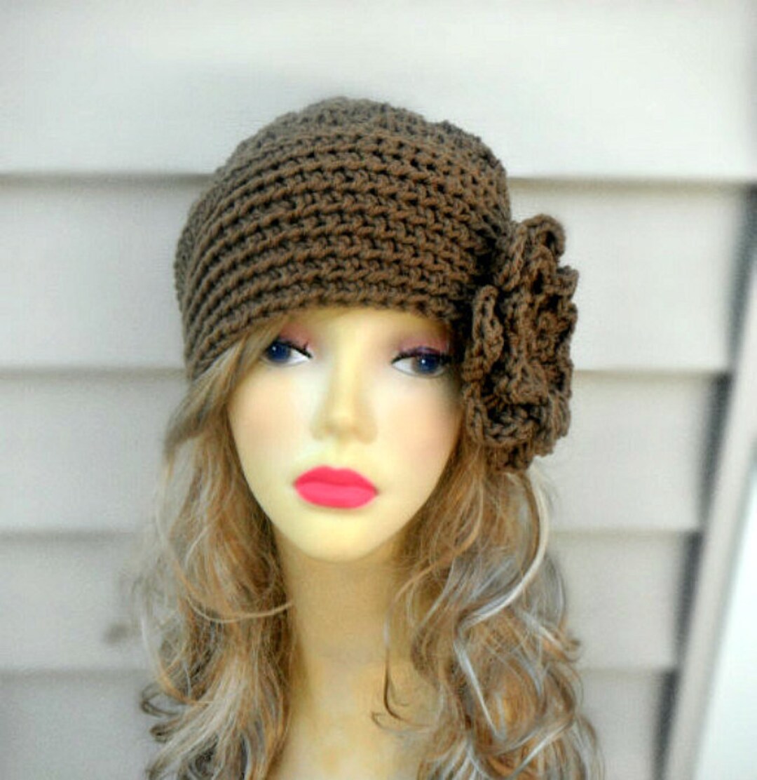 Crochet Womens Hat, Crochet Beanie, Winter Hat, Brown Beanie, Fashion