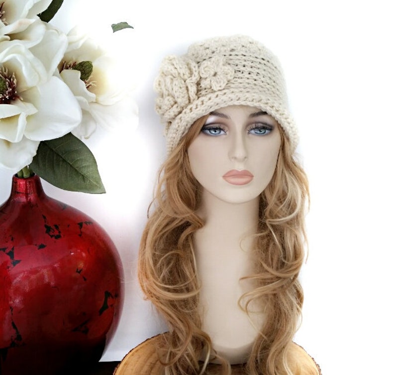 Crochet Cream Hat Winter Hats Crochet Beanie Women Winter Etsy