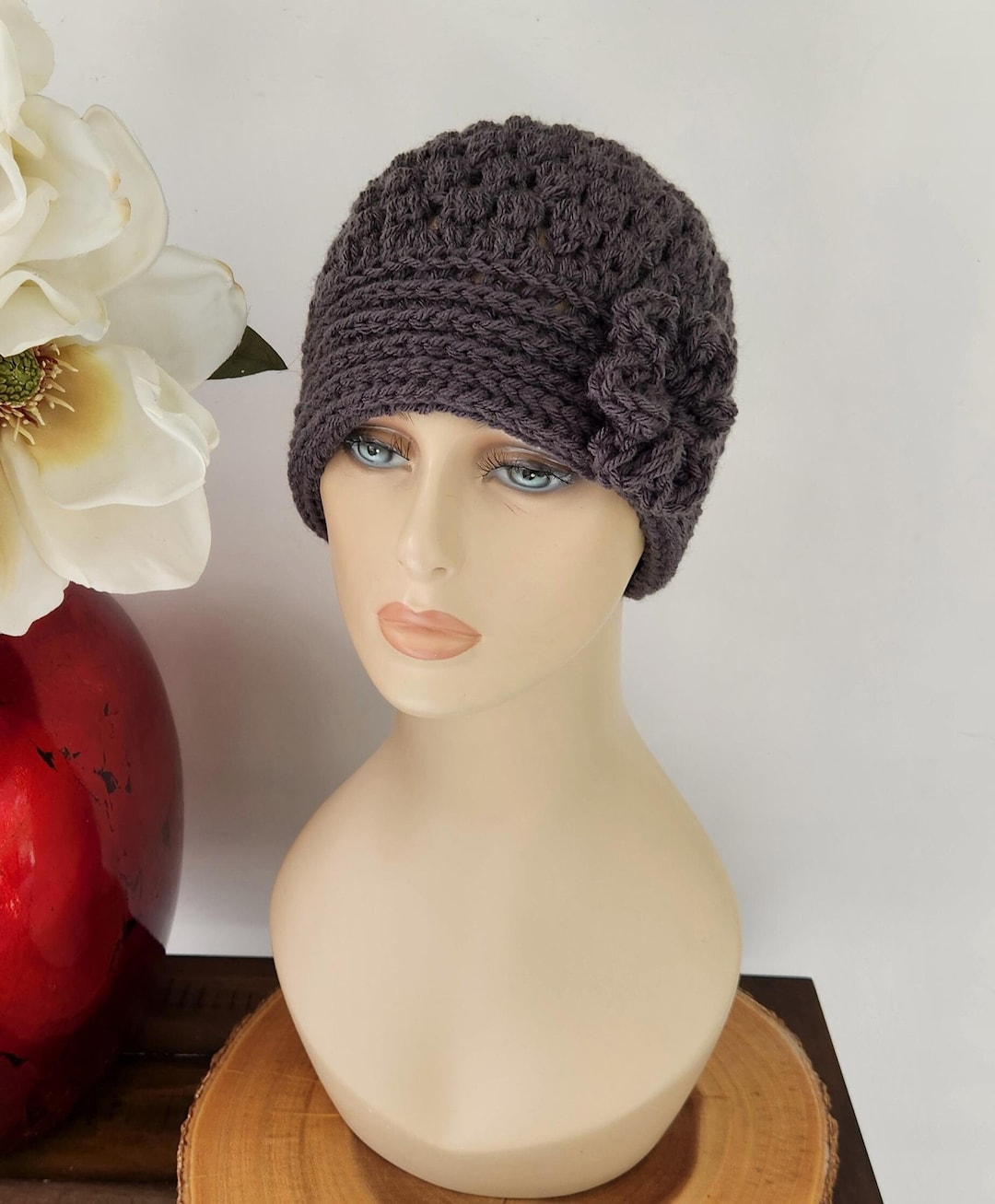 Crochet Beanie With Flower: Lightweight Winter Hat