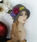 Crochet Winter Hat,  Crochet Cap, Winter Accessories, Crochet Beret, Crochet Beani,  Cloche Hat, Flapper Hat, Crochet Womens Hat, Gray Hat 
