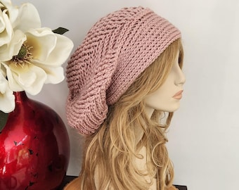 Crochet Slouchy Beanie, Unisex Winter Hat
