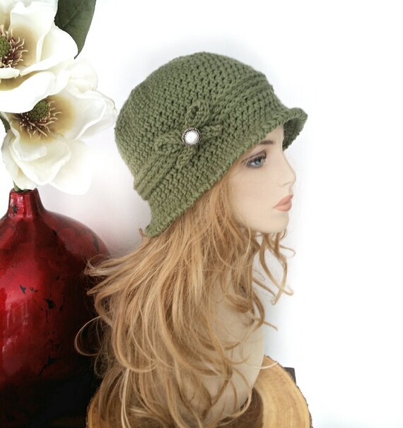 Crochet Bucket Hat With Pearl Button - Etsy display picture 1