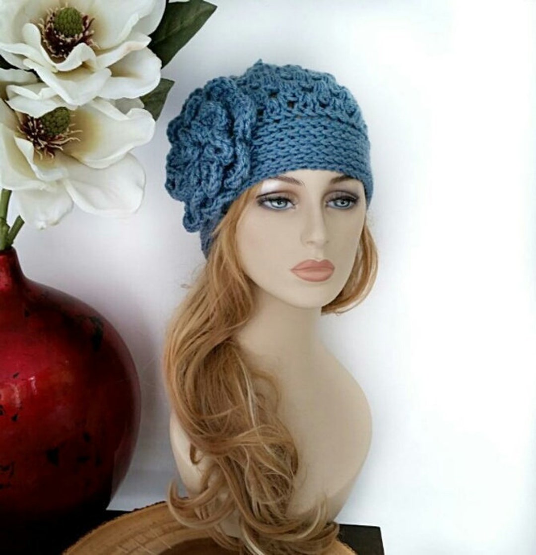Crochet Womens Hats Crochet Beanie Hat With Flower Winter Hats