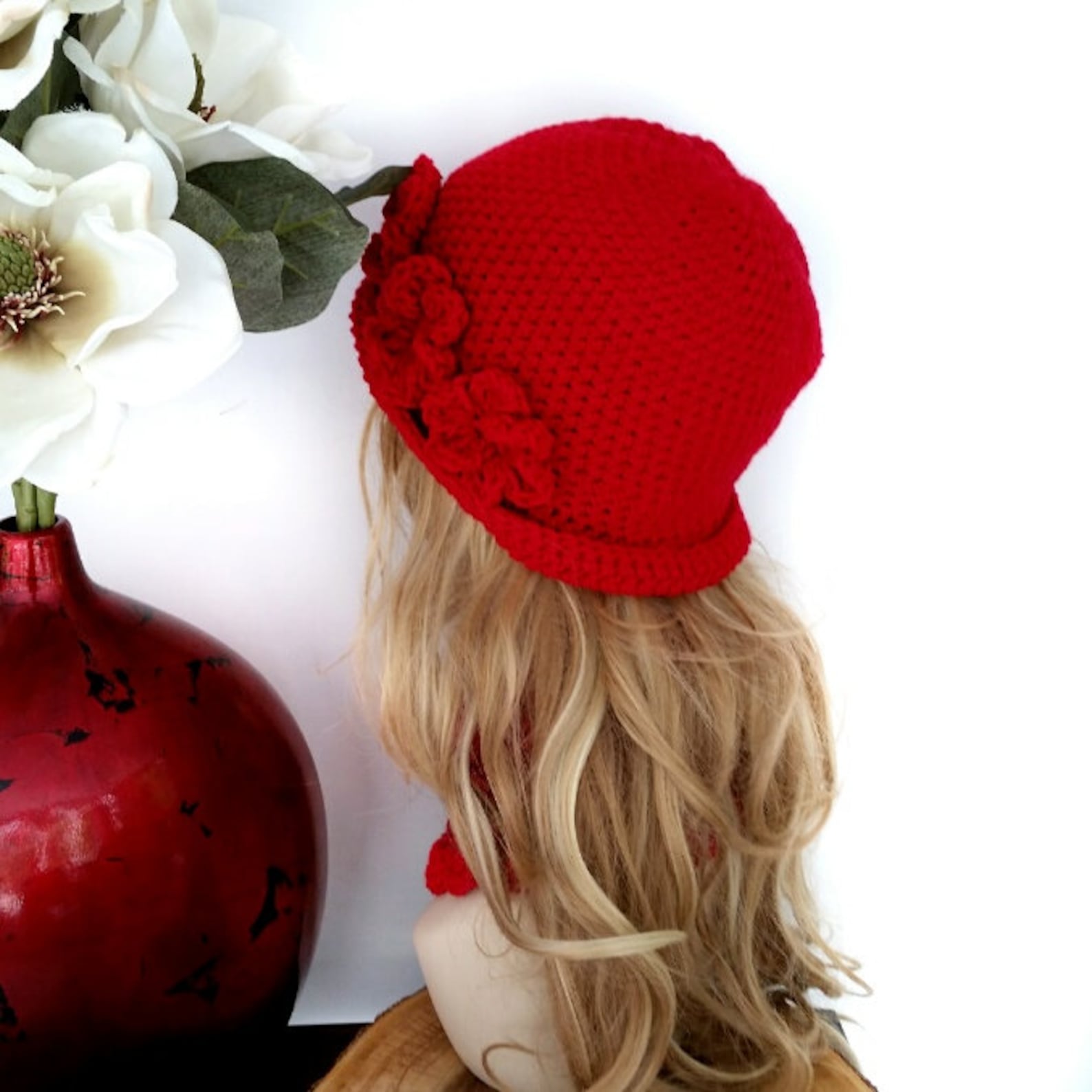 Crochet Scarf Hat Set Red Hat and Scarf Winter Accessories Etsy