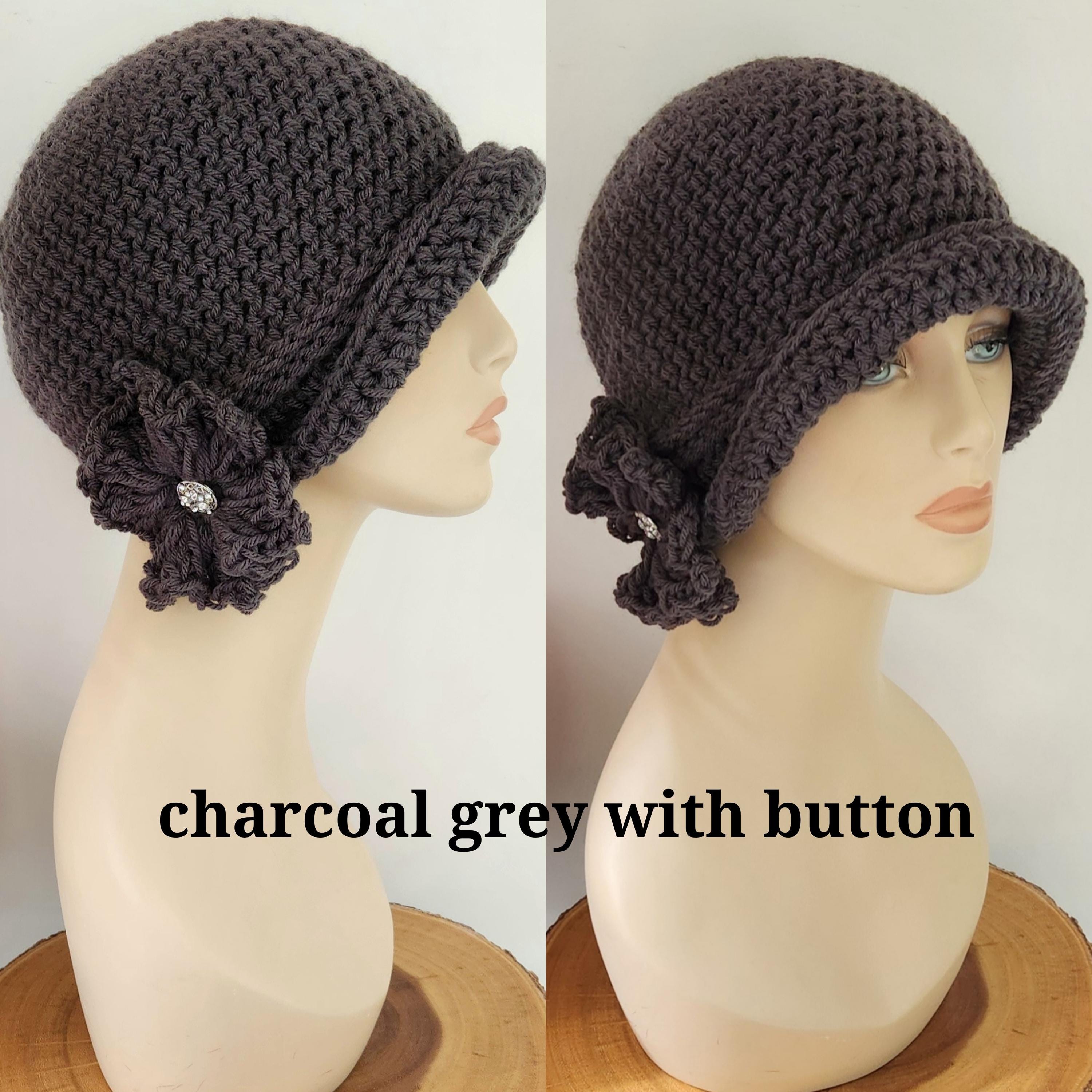 Black Crochet Cloche Hat with Olive Trim and Accent Buttons Rio Raffia Crochet Cloche – Hats.com main image 3