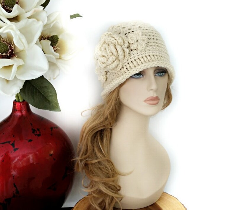 Crochet Cream Hat Winter Hats Crochet Beanie Women Winter Etsy