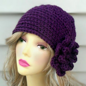 Crochet Beanie Hat MANY COLORS Crochet Hat Womens Hat Crochet Hat with Flower Winter Hat Crochet Hair Accessories Womens Accessories Spring