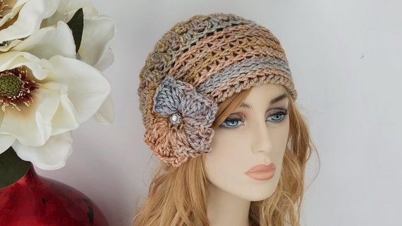 Chic Crochet Hat with Floral Accents Floral Crochet Sun Hat: 3D Flower Accents & Braided Tie  main image 3