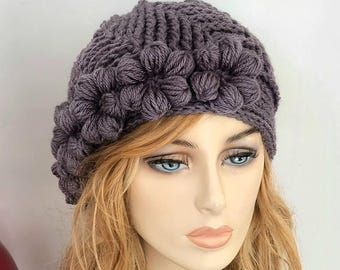Crochet Women's Hat: Handmade Flower Beanie